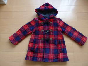 ☆中古　hakka kids ハッカキッズ☆　チャック柄ダッフルコート　ふかふか暖かい　女の子　110ｃｍ