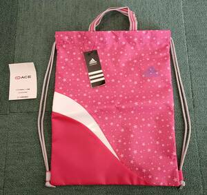 未使用　adidas アディダス ２WAY スポーツバッグ ショルダーバッグ 巾着袋 ピンク ナイロン レディース タグ付き 表記サイズ ３３×４２cm