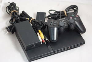 SONY(ソニー)PS2 プレステ2 SCPH-70000 ブラック　コントローラー、ACアダプタ、ケーブル付きセットです。ゲーム起動しました。