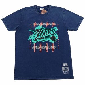 D0506ST4 未使用品 24SS Mitchell&Ness/フィラデルフィア76ers Tシャツ【サイズ：L】 ネイビー NBA ミッチェルアンドネス