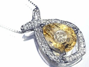 MM11552S【1円～】新品【RK宝石】《Citrine》極上シトリン 大粒3.37ct 極上ダイヤモンド 極上脇石ダイヤモンド K18WG 高級ネックレス