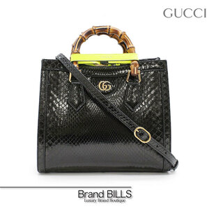 未使用品 GUCCI グッチ ダイアナ スモール パイソン ハンドバッグ ショルダーバッグ 2way 660195 ブラック バンブー