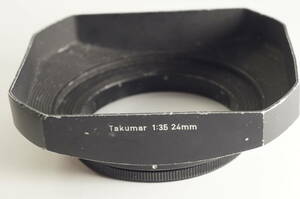 hiB★並品★ASAHI PENTAX TAKUMAR 24mm F3.5 （フィルター径58mm 鏡筒先端径60mm）アサヒ ペンタックス 金属製角型 レンズフード