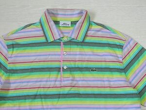 LACOSTE ポロシャツ　SIZE:4　ラコステ　半袖ポロシャツ　マルチボーダー