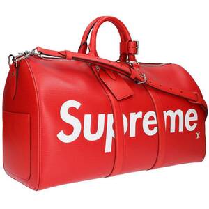 シュプリームルイヴィトンSUPREME LOUISVUITTON 17AW KeepalBandouliere45 エピレザーキーポルバンドリエールボストンバッグ 中古 SB01