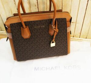 ★新品 MICHAEL KORS/マイケルコース MERCER 30S9GM9S2B BELTED MD SATCHEL シグネチャーハンドBag ショルダー付き ブラウン モノグラム★