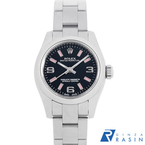 ロレックス オイスターパーペチュアル 176200 ブラック 369ピンクバー ランダム番 中古 レディース 腕時計　