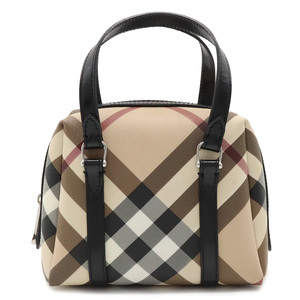 BURBERRY バーバリー ノバチェック チェック柄 ハンドバッグ ミニバッグ トートバッグ PVC パテントレザー ベージュ