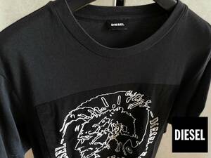 ●人気定番！DIESEL ディーゼル フロント ブレイブマン TEE Tシャツ ブラックグレー サイズL程 即決 即納 55DSL ブラックゴールド●440