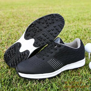 新品 ゴルフシューズ スポーツシューズ アウトドア 運動靴 ウォーキング 軽量 フィット感 幅広い 防水 防滑 耐磨 弾力性 ブラック 29.0cm