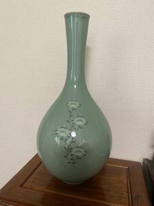 高麗青磁 韓国 李朝海光 古美術 花瓶花器高37cm