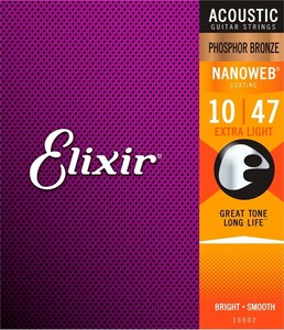Elixir エリクサー アコースティックギター弦 NANOWEB フォスファーブロンズ Extra Light .010-.047 #16002