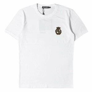 新品 DOLCE&GABBANA ドルチェ&ガッバーナ Tシャツ クラウン ロゴ エンブレム 刺繍 クルーネックTシャツ 22SS ホワイト 白 44