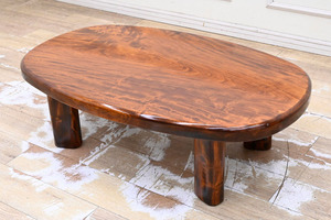 QP05 トチ 栃 総無垢 一枚板 天然木 ローテーブル 座卓 リビングテーブル 座敷机 ソファテーブル