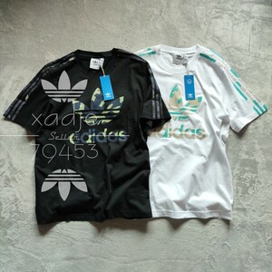 新品 正規品 adidas originals アディダス オリジナルス 2枚セット 半袖 Tシャツ プリント 黒 ブラック 白 ホワイト 迷彩 XO 2XL