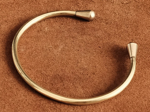 真鍮製 ドロップヘッド ブレスレット（Lサイズ）：メンズ レディース ブラス アクセ バングル インディアンジュエリー アンクレット