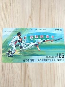 【未使用】テレホンカード　青春と白球　夏の甲子園野球大会　昭和62年8月　NTT 甲子園球場