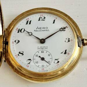 1円~ A Aero Watchアエロ ウォッチ ヌーシャテル 懐中時計 アラビアダイヤル メンズ レディース 手巻き スモセコ ジャンク 時計 8215828