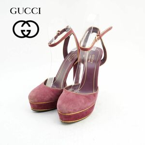 GUCCI グッチ 36 23.0 パンプス イタリア製 ヒール アンクルストラップ スエード 紫 パープル /IC22