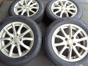 Ａ64　冬ＢＳブリザックＶＲＸ2　175/65Ｒ15+アルミホイール付　残り目多　15×5.5Ｊ　100-4Ｈ　45　中古4本セット