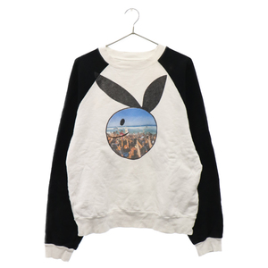 KAPITAL キャピタル Coneybowy Surf 2 Tones Raglan Crewneck サーフプリント クルーネックスウェットトレーナー ホワイト/ブラック