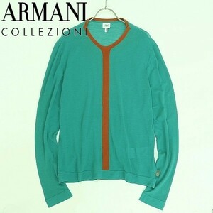 国内正規品◆ARMANI COLLEZIONI アルマーニ コレッツォーニ カットソー プルオーバー ブルーグリーン系 S