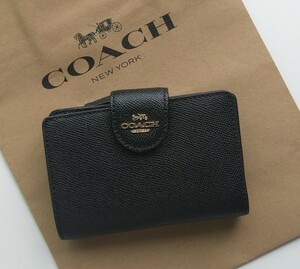 【新品】コーチ　COACH 新作　二つ折り財布　ブラック