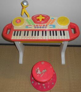 おもちゃ スーパーコンサートキーボード DJ Mix マイク付き 椅子有り 説明書あり 電池付 動作確認済み 玩具 中古