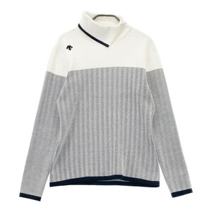 DESCENTE GOLF デサントゴルフ タートルネック ニットセーター ヘリンボーン柄 グレー系 L [240101158164] ゴルフウェア レディース