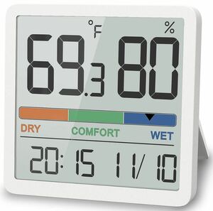 温湿度計 デジタル湿度計 室内温度計 時計付き　置き時計