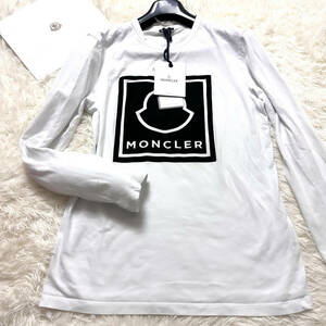 希少XL.LL~L!MONCLER長袖ロングスウェット黒ビッグロゴプリントワンポイント袖ロゴワッペン白ホワイト大きいサイズ長袖Tシャツモンクレール