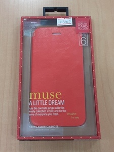 3【長031208-85(2)】新品iPhone 6 uniq muse Coral Thrill 手帳型ケース コーラル スタンド機能＆カード収納ポケット付き