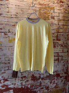 ~60s Healthknit LONG SLEEVE Tee ヴィンテージ ビンテージ ヘルスニット ロングスリーブTシャツ レモンイエロー XL アメカジ 50s ツートン