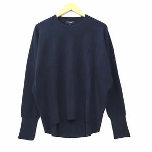 セオリー theory 3101727 STEADY COTTON KARENIA CRN クルーネック ストレッチ ニット プルオーバー ネイビー S レディース