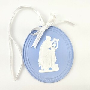 6l ウェッジウッド 2010 ジャスパー イヤー カメオ ブローチ チャーム ハープ 女神 ペール ブルー WEDGWOOD◆イギリス 英国製 小物 陶器