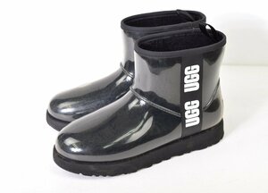 1265-24F0259★ UGG アグ★クラシック クリア ミニ レインブーツ UK8/25cm 黒ブラック 防水 防寒 保温 ボア ふわふわ あったか もこもこ