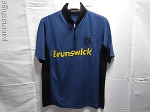 Brunswick [Sサイズ] ドライハーフジップシャツ 廃番[ネイビーxブラックxイエロー] ボウリングシャツ ブランズウィック サンブリッジ