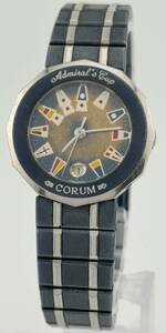 【コルム　1円～】　◎CORUM◎　39.610.30.V050　アドミラルズカップ　ガンブルー　デイト　腕時計　クォーツ　稼働　レディース　L82U95