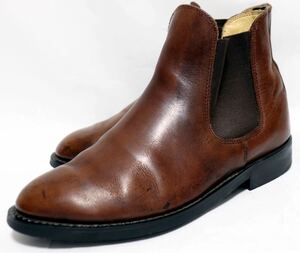[良品] HAWKINS 8 26㎝　サイドゴアブーツ ブラウン プレーントゥ 高級靴　本革　フォーマル　紳士靴　メンズ　幅広　送料無料！