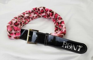 ot0141 〇 中古 ★ RONI ロニィ ベルト ピンク 黒 シルバー ふわふわ 光沢 ラメ 可愛い ハート キッズ ゴージャス ヒョウ柄 柔らか お洒落