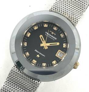 T04/165 TECHNOS Borazon テクノス ボラソン AUTOMATIC 時計 自動巻 3針 腕時計 S3A0575 デイト付 純正ブレス 稼働品