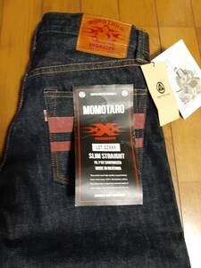 新品未使用 桃太郎ジーンズ MOMOTARO JEANS xXx トリプルX コラボ 02XXX 15.7oz スリムストレート W30 デニム色 岡山児島 MADE IN JAPAN