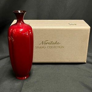 CEK007H Noritake Studio Collection ノリタケ スタジオコレクション 花瓶 辰砂 フラワーベース レッド 紅色 朱色 花器