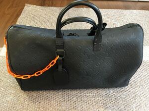 #133 LOUIS VUITTON ボストンバッグ ヴァージル　キーポル・バンドリエール50 virgil abloh チェーン モノグラム キーポル バッグ 限定 黒