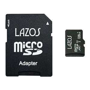 【20個セット】 Lazos microSDXCメモリーカード 128GB UHS-I U3 CLASS10 紙パッケージ L-B128MSD10-U3X20