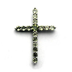 クロス 十字架 モルダバイト 隕石 シルバー９２５ ペンダントトップ ペンダント レディース メンズ
