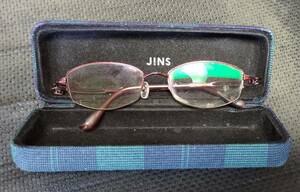 JiNS 眼鏡　度付き メガネ 老眼鏡 赤