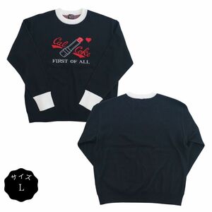 セーター ロカビリーファッション メンズ ブランド リップジャガード織セーター ブラック サイズL