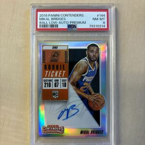 NBA　PSA8 2018-19 CONTENDERS AUTO 直書き PREMIUM RC MIKAL BRIDGES SUNS