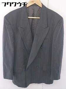 ◇ ◎ FONCEL ストライプ ダブル 長袖 スーツ テーラードジャケット サイズ L グレー ブラウン メンズ